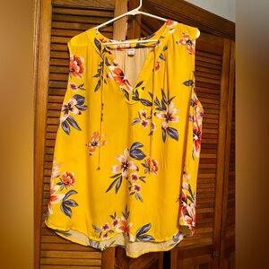 Old Navy Yellow Floral Sleeveless Blouse